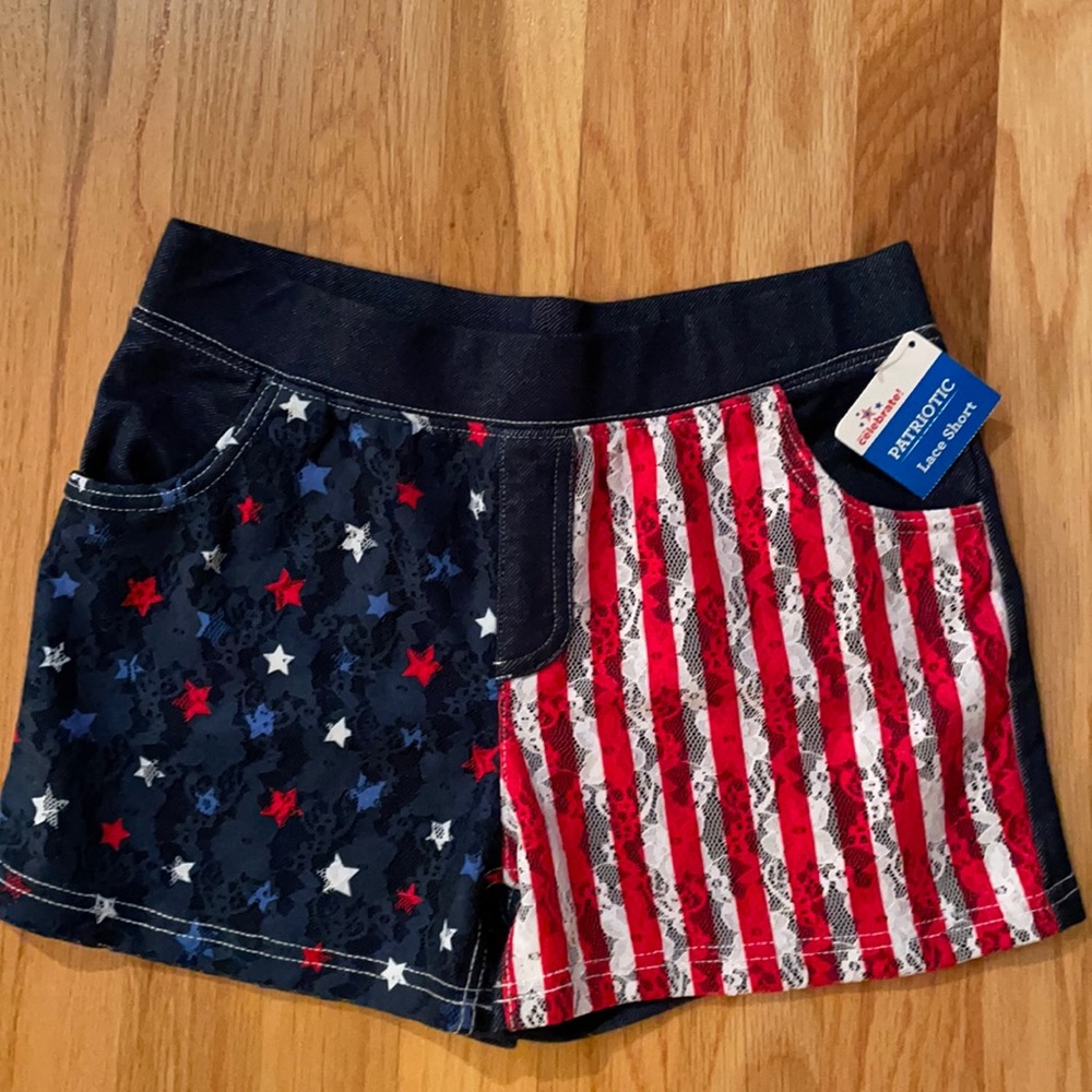 NWT Girls XL 14/16 Pull On Patriotic Short